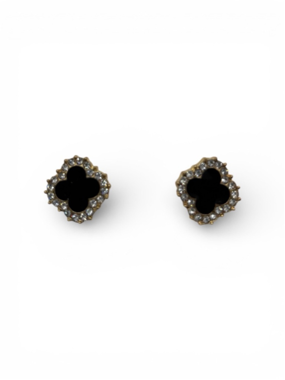 Clover Stud Black Gold Earrings